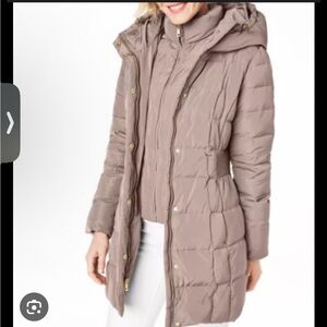 Cole Haan Women's Long Sleeve Mauve Hooded Down & Feather Jacket